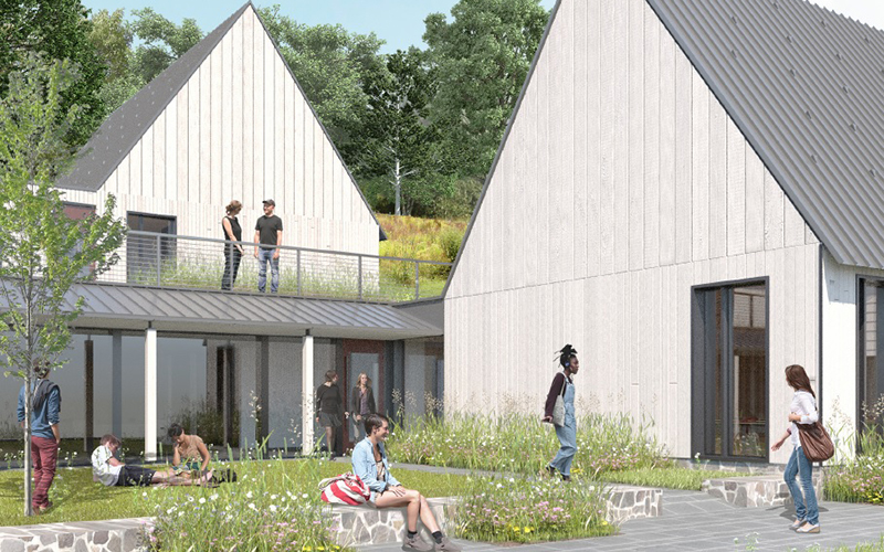 Architect’s rendering of the Jerome & Celia Reich Building on the campus of Marlboro College